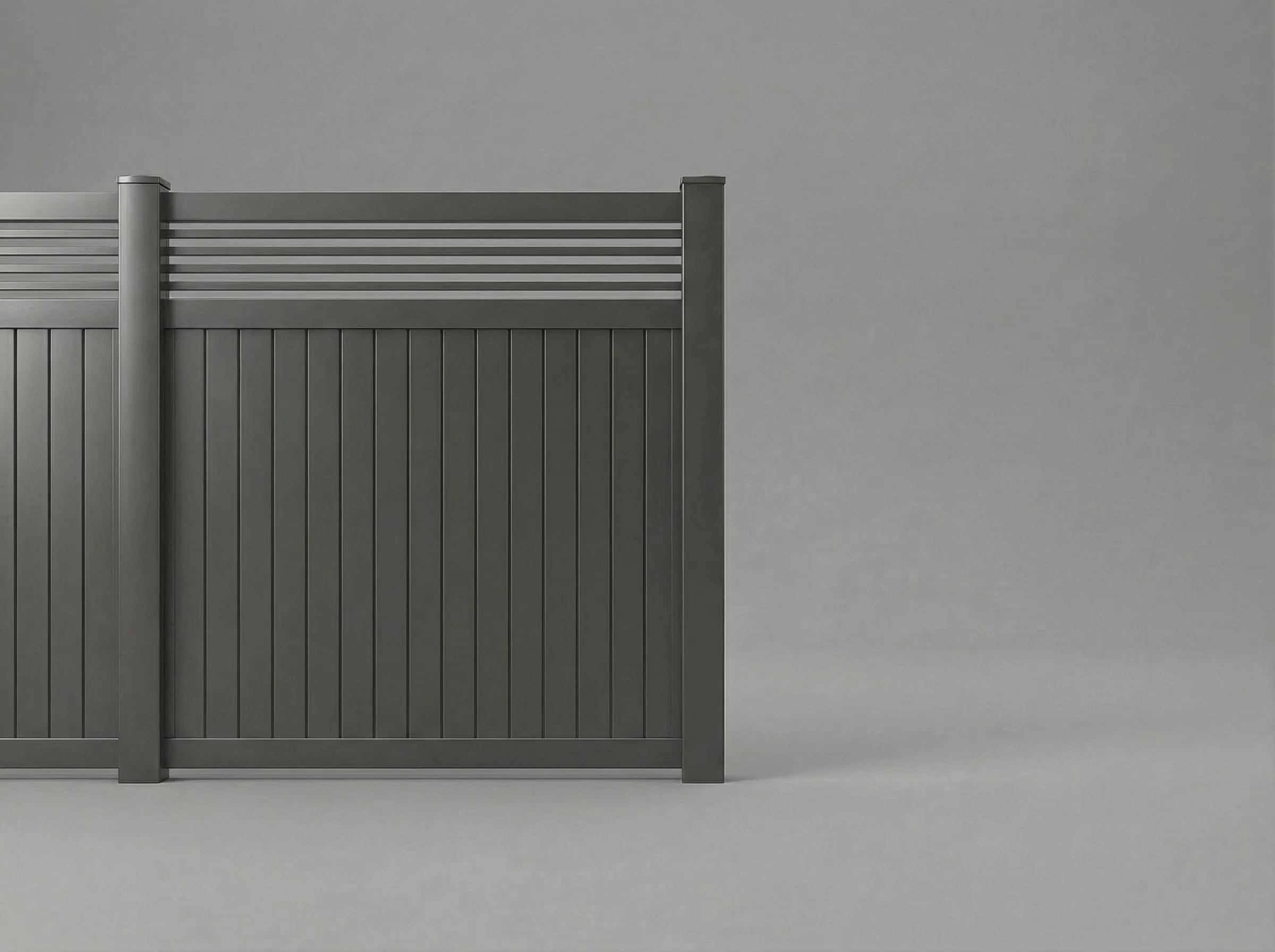 Aluminum Vertical Privacy Fence w/ Horizontal Picket Top