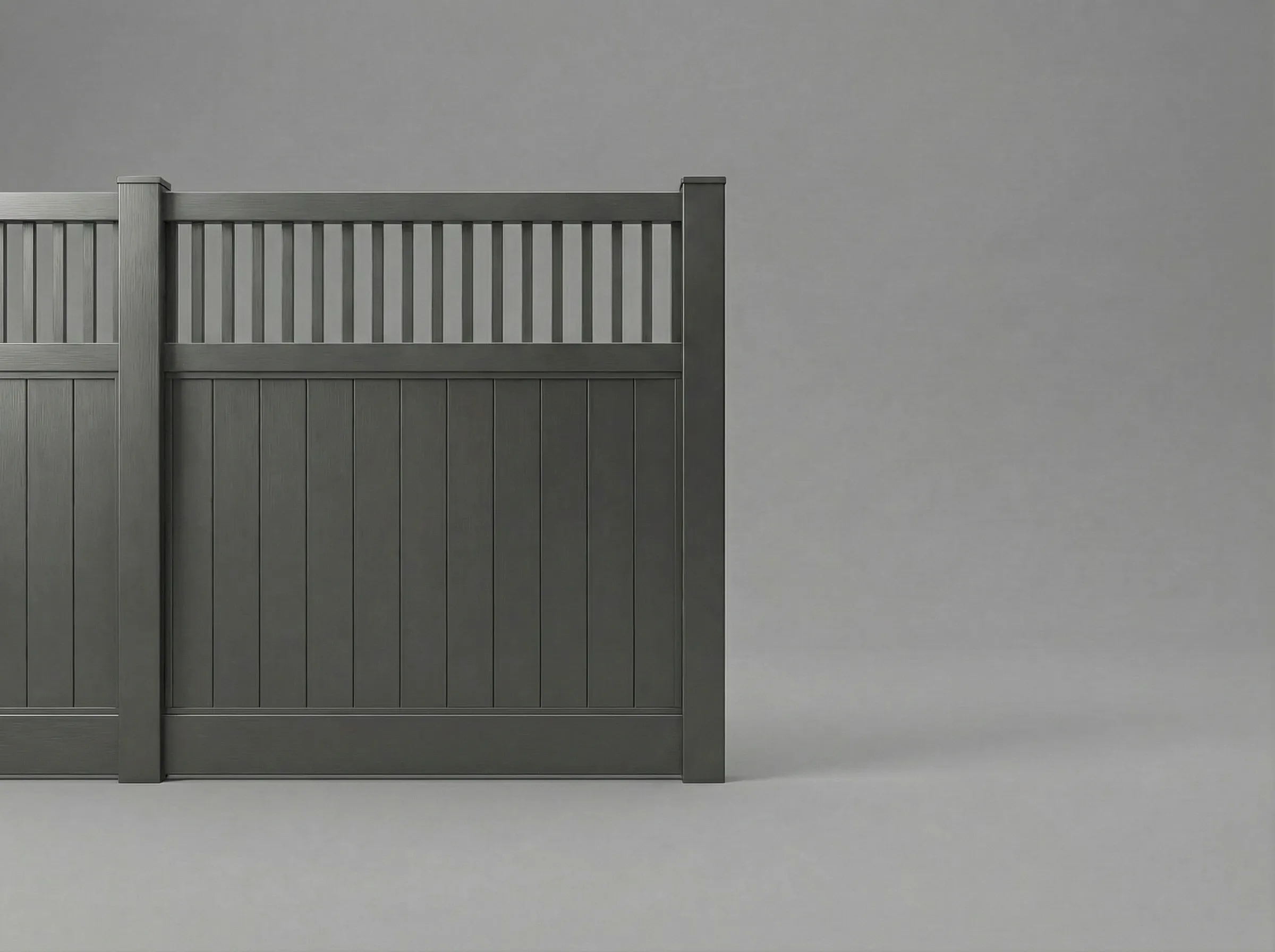 Aluminum Vertical Privacy Fence w/ Vertical Picket Top