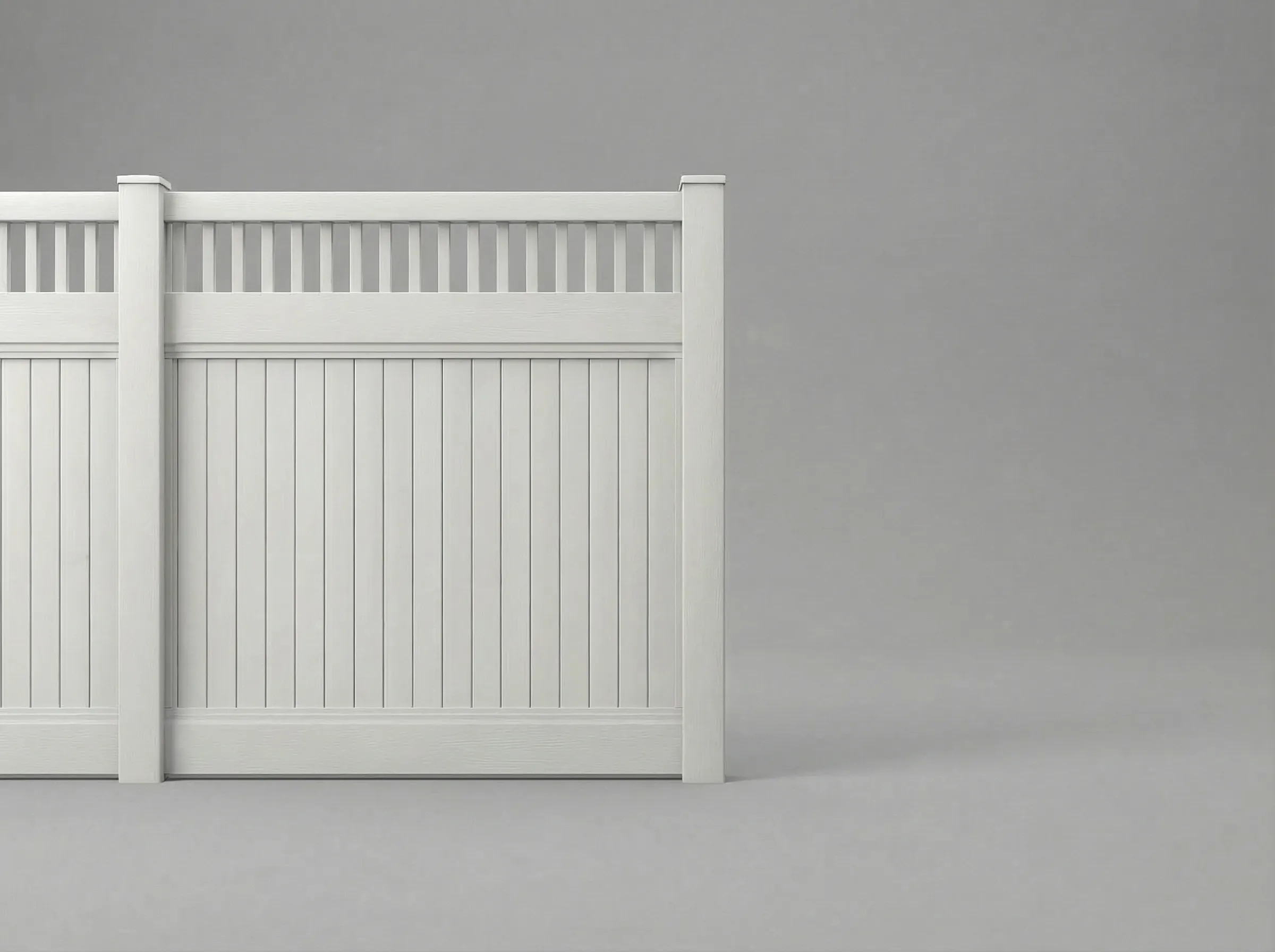 Vinyl Vertical Privacy Fence w/ Vertical Picket Top