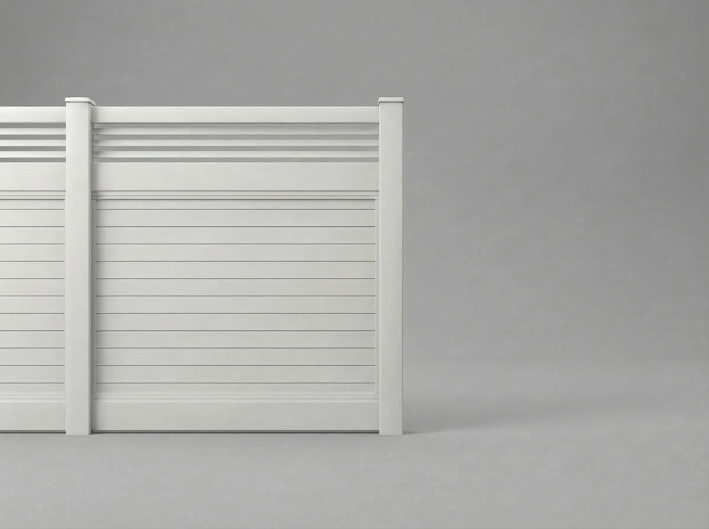 Vinyl Horizontal Fence w/ Horizontal Picket Top