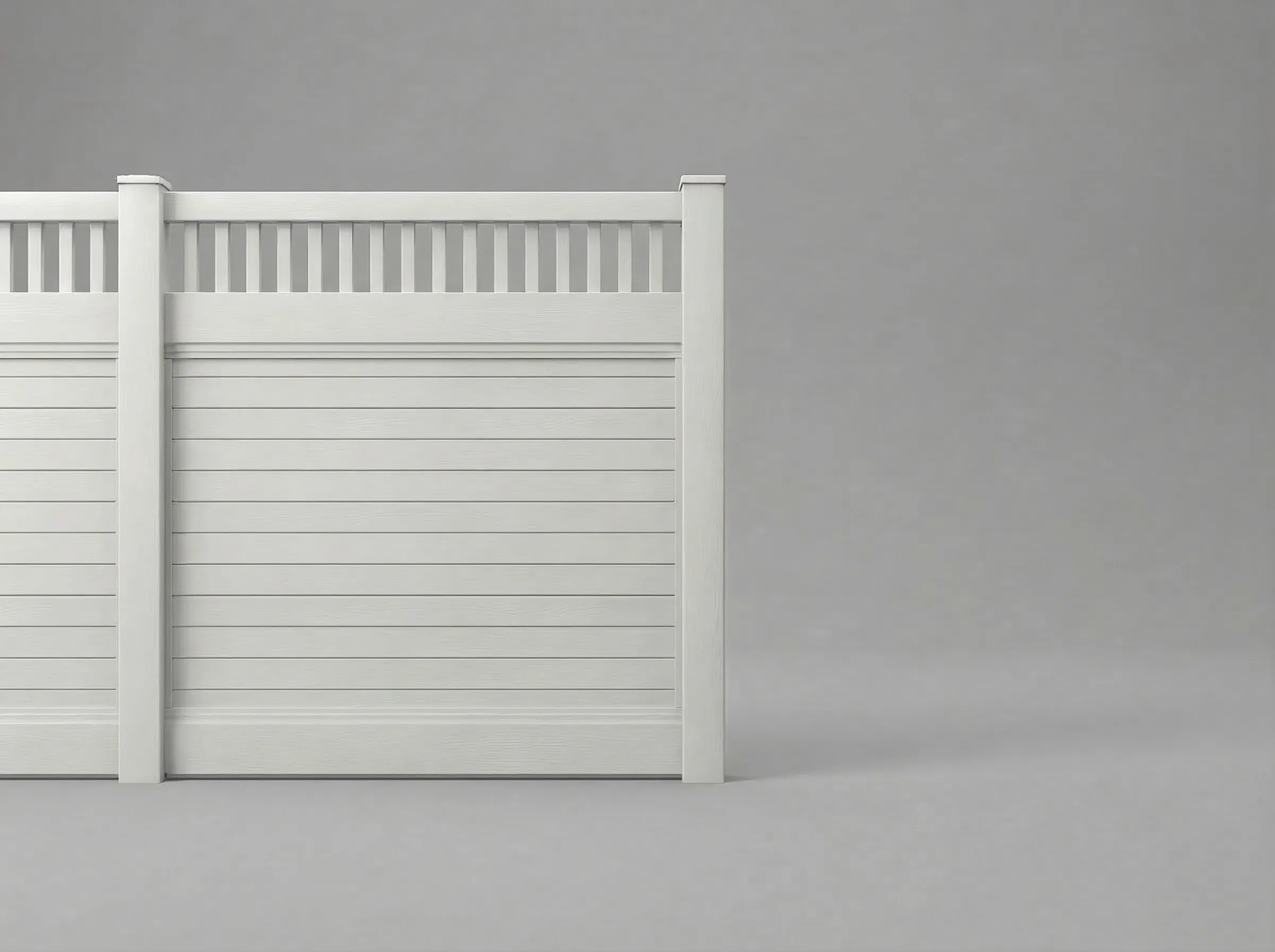 Vinyl Horizontal Fence w/ Vertical Picket Top